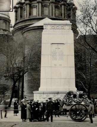 The C.P.R. wreath, a feature of the Last Post Fund for the Cenotaph, Dominion Square, Montreal