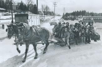 All the aboard for the winter carnival, Sleigh rides, powered by sturdy, willing horses, were a popular feature of the winter carnival yesterday in Ne(...)
