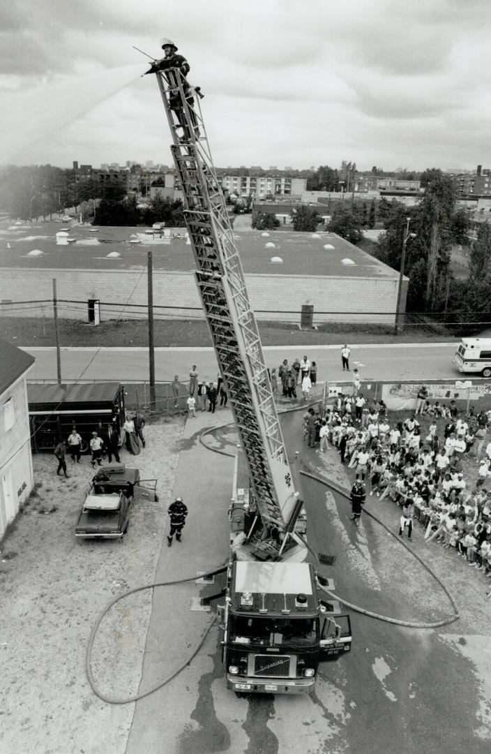 False, But fun alarm, It was only a demonstration, but hundreds of kids saw the North York Fire Department in action at its training facilities on Old(...)