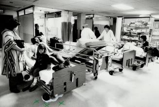 Space at premium: This was the scene at North York General Hospital's emergency ward at mid-day earlier this month