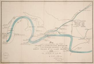 Map illustrating the course and comparative magnitude of the principal channels of the grain trade of the lake regions
