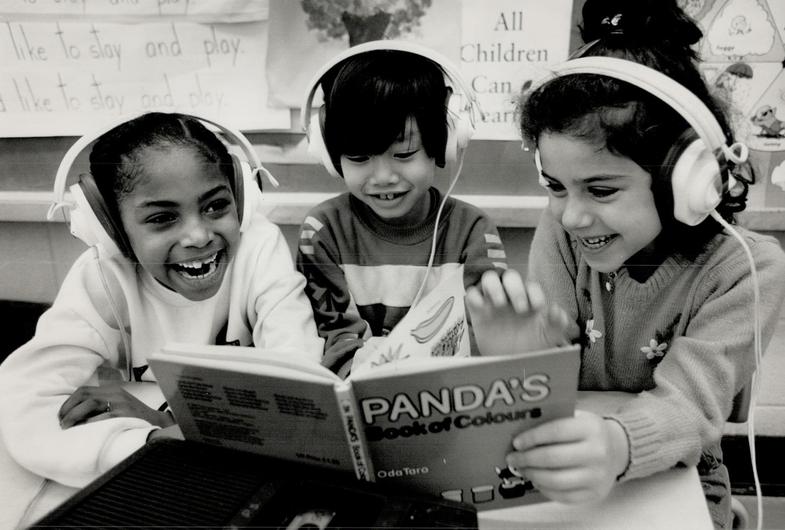 Special programs: Kiwana Willis, 6, left, Lee Do, 6, and Sana Khatib, 6, benefit from special attention to pupils' ethnic needs