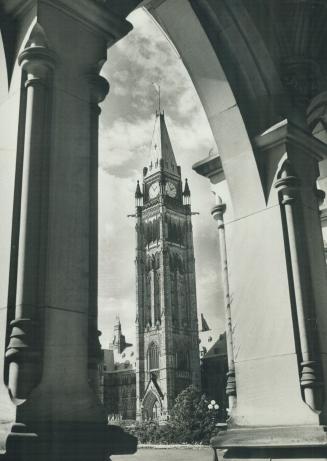Ottawa: The Peace Tower framed in an East Block arch