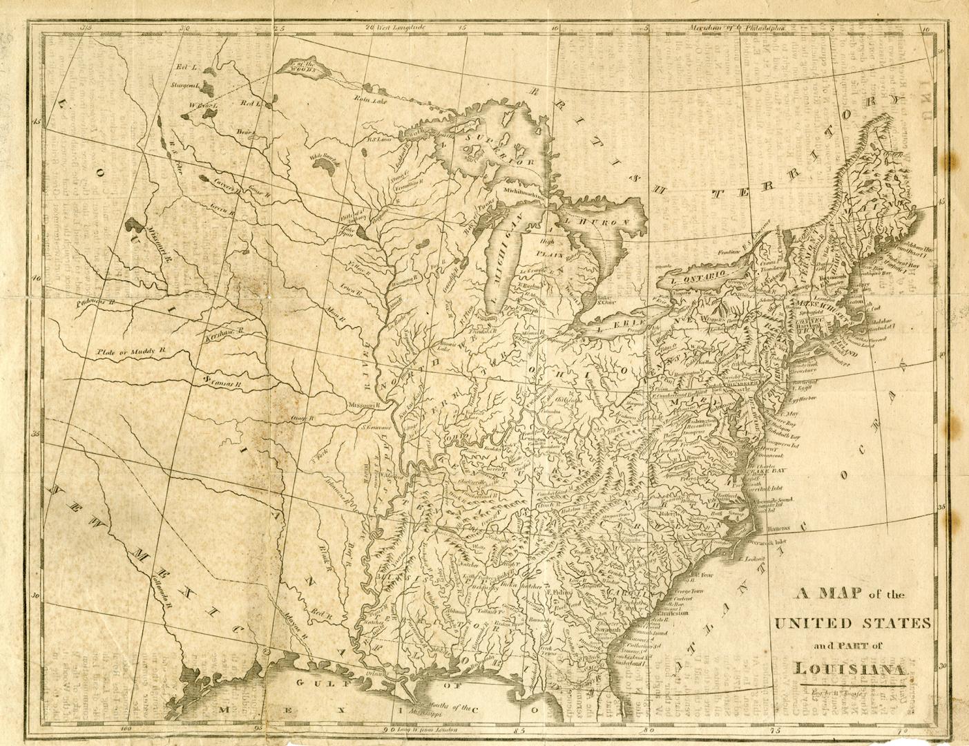 Map of the United States and Part of Louisiana