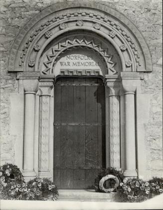 Close - up of the war memorial downway Simcoe