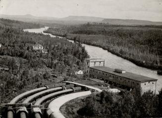 Keministikwia River near Kakabeka Falls, with Hydro plant in the foreground