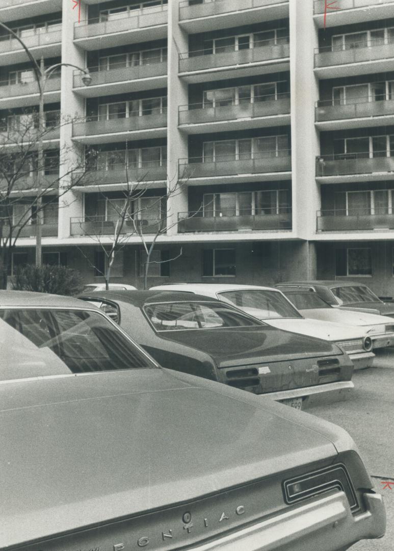 Apartment parking lot, Guest parking usually limited