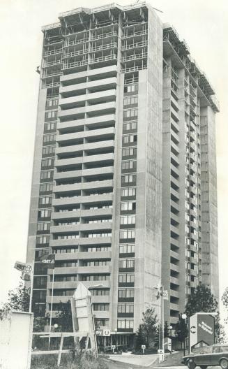 Image shows highpoint condominium apartment tower at Don Mills Rd, Toronto, Ontario.
