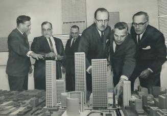 The Eaton centre plan which would alter the city's skyline was shown in scal models to Metro and City Council members