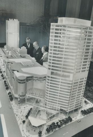 A Model of the $200 million Centre, on which construction has begun, was showb yesterday for the first time