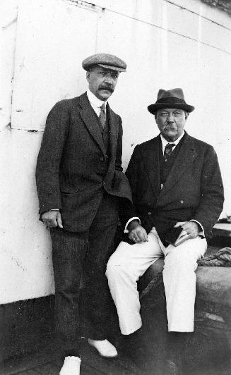 Arthur Conan Doyle with impresario Carlyle Smyth on board the S.S. Paloona, 1920