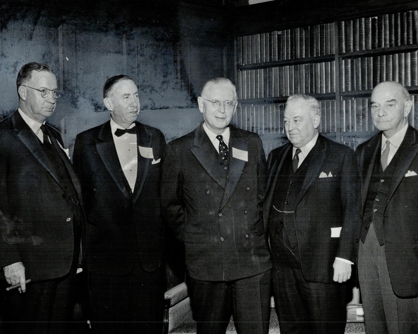 Quintet of distinguished osgoode graduates at last night's 1921 class reunion