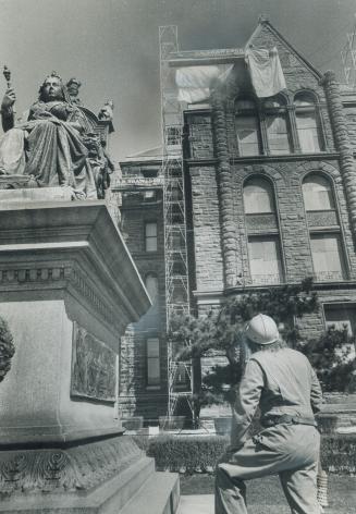 Clean-Up at Queen's park, Queen's Park, the 80-year-old sandstone and granite home of the provincial government, is getting cleaned up