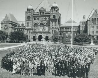 Are we all here? Everyone who works at the Ontario Legislature gathered on the lawn yesterday for a picture-taking session - and they took up a lot of space