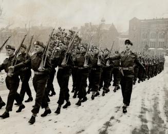 Here is the guard of honor marching to the House, where they were reviewed by Lieutenant-Governor Albert Matthews
