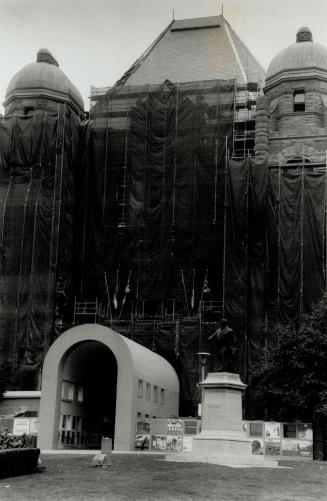 Arch support: Alpa roof trusses were used to build the temporary arch over the main entrance to the Ontario Legislature, which is now undergoing a facelift