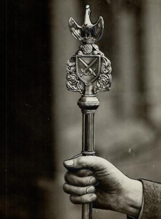 Will Link Churches, Here is shown the silver mace being presented to St