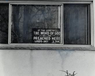 Sign in the Bungalow window, The only designation at secret sect HQ