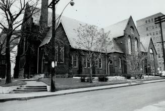 Old church at north-west corner of Elizabeth and College Sts now used as baby Clinic
