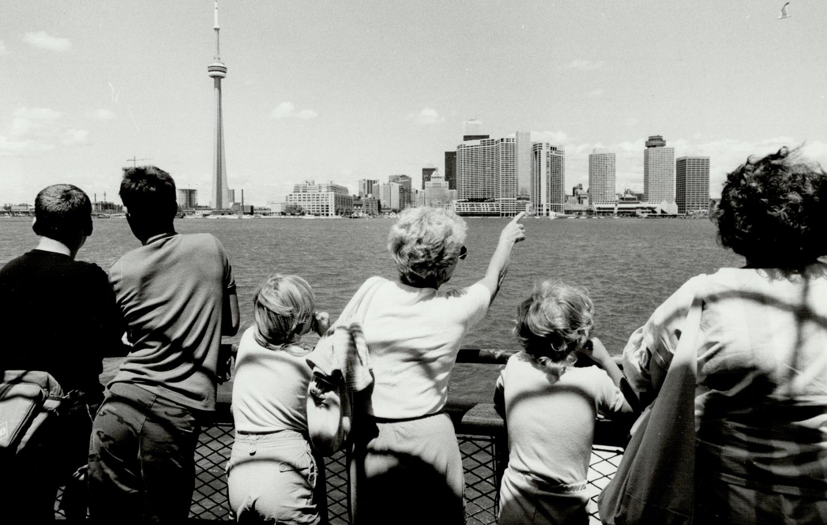 New perspective: A ferry ride offers the chance to spot the landmarks on the skyline of downtown Toronto