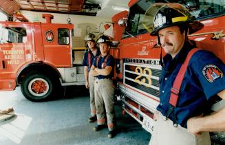 Fighters remember: Ken Bodrug, foreground, worked with Cary Stather, left, and Brent Edwards