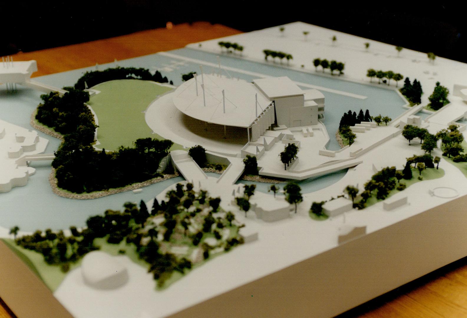 Molson amphitheatre model of proposed amphitheatre to replace Forum