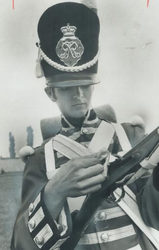 Guard of the year at Fort York is John Ayre, 18, University of Toronto history student