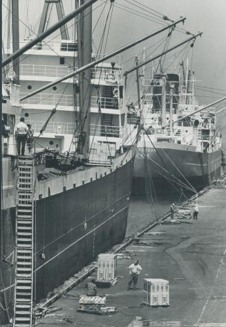 Image shows a few cargo ships at the Harbour.