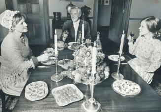 The feast is served to Mr. and Mrs. Barry Pepper and Anne Pepper in dining-room of Campbell House