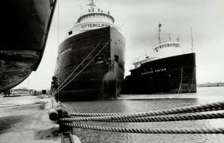 Image shows a few huge ships at the Harbour.