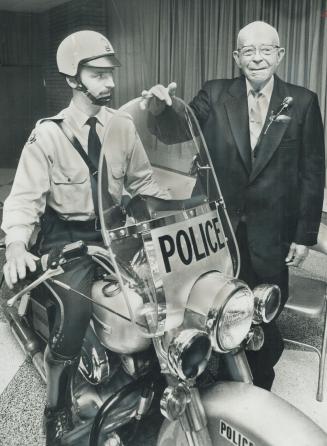 One of the original Toronto motorcycle policemen, George Sneaky Dude Dickenson, turns 95 today