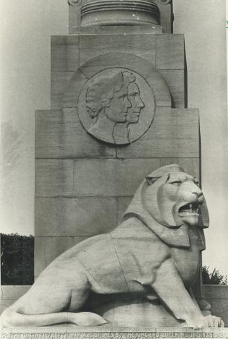 The QEW's lion had to be moved to widen highway