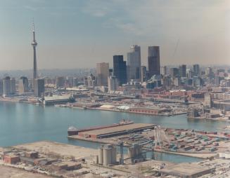 Image shows a view of the lake and the Toronto Harbourfront.