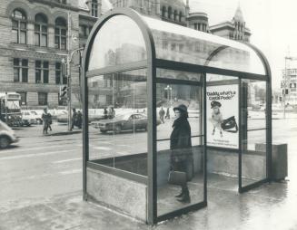 Prototype shelter at Queen and Bay Sts