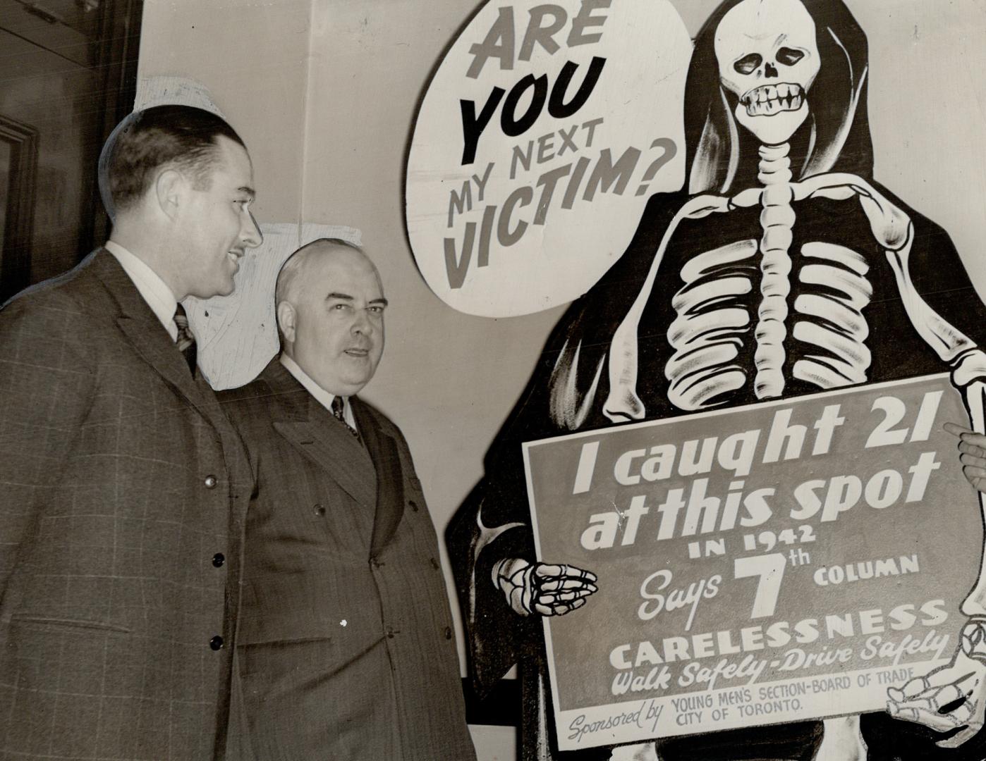 Skeleton is warning to pedestrians of danger spots