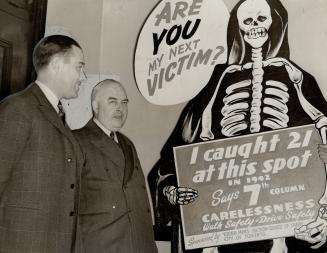 Skeleton is warning to pedestrians of danger spots