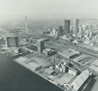 Image shows an aerial view of the Toronto Harbourfront.