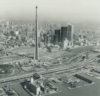 Image shows an aerial view of the Toronto Harbourfront.