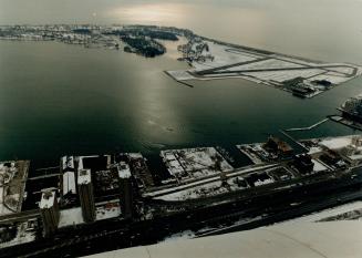 Image shows an aerial view of the waterfront.