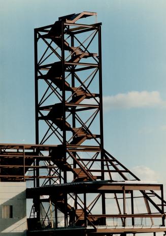 Image shows a metal staircase at the Harbour.