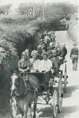 Horse-drawn carriages are a major means of transport on the tiny island of Sark, where cars are unknown and even the doctor makes his rounds on a bicy(...)