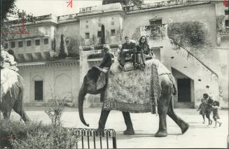Look at the funny people! Children around Jaipur are used to seeing elephants but they still take great delight at the tourists who climb aboard for a(...)