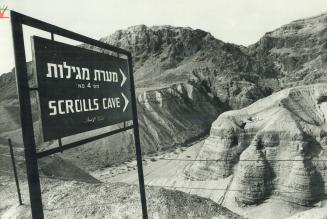 Caves where dead sea scrolls were discovered by a Bedouin goat-herder in 1947 are tunnelled into a barren promontory of rock in Israel. Village of Qum(...)