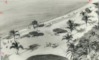 A man - made beach doesn't necessarily have to be a disaster as this stretch of palm-decorated sand at the Sea winds Hotel, now called Go Bananas, dem(...)