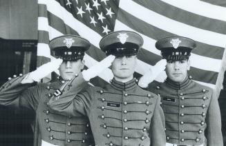 Cadets Salute the American Flag at the United States Military Academy, West Point, New York