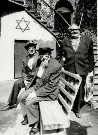 Right - Leaders of the small Jewish community in Riga, Latvia (from left), Rachmiel Friedman, Rabbi Gershen Gurevitch, Chaim Druyan