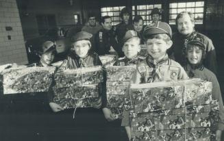 Well-prepared: Cubs and Scouts from 103rd Troop at Glenview Presbyterian Church prepare to deliver 500 Star gift-boxes