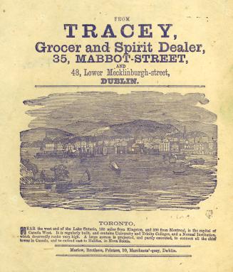 From Tracey grocer and spirit dealer, 35 Mabbot-Street and 48 Lower Mecklinburgh-Street, Dublin
