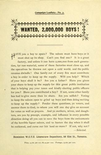 Wanted, 2,000,000 boys!