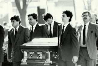 Borne by his grandsons, the coffin of Giacomo Luppion, reputed Mafia godfather in the Hamilton-Metro area, is carried into Hamilton's St. John the Bap(...)